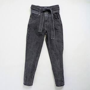 Reformation Belted Skinny Jeans 26 Gray Black High Rise Tie Waist Skinny EUC ✨